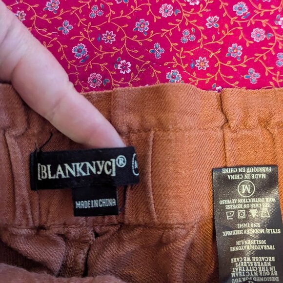 Blank NYC Wide Leg Paperbag Pants Linen Cropped Terracotta Rust Boho - Picture 7 of 7